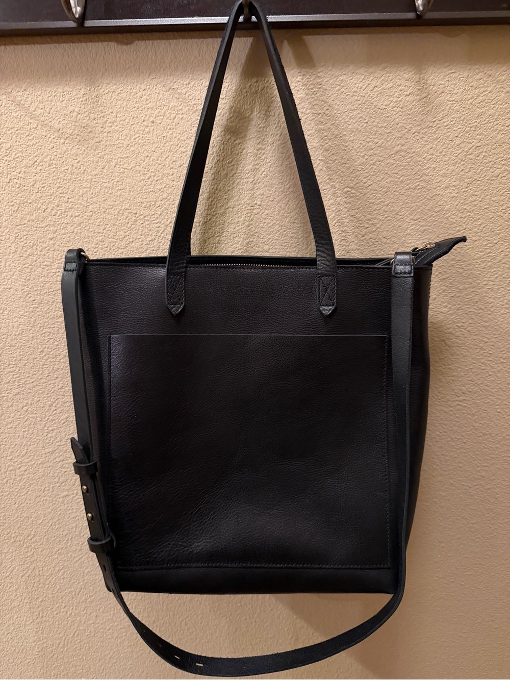 Madewell Black Leather Crossbody Tote